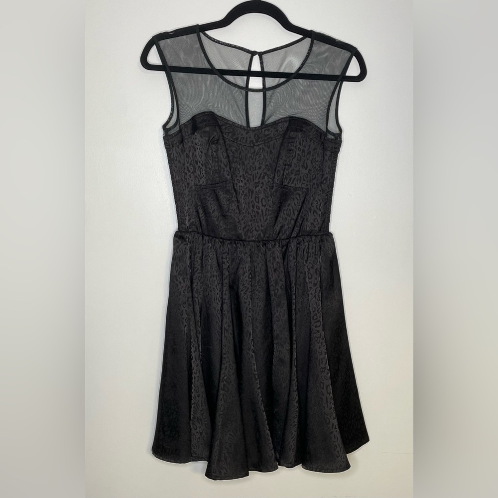 NWT GUESS black cheetah print‎ mesh sleeveless dress Sz 2